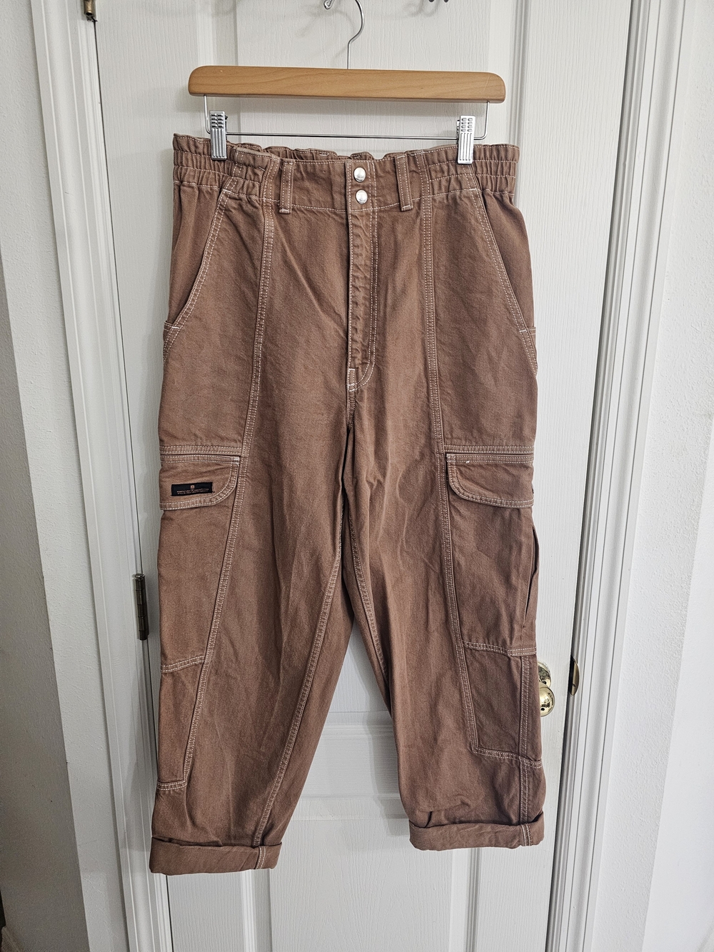 Men's Brown Cargo Work Pants - Relaxed Fit